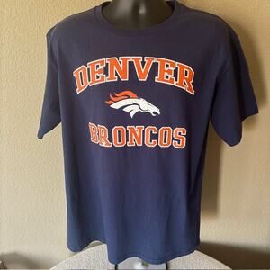 Denver Broncos Logo Men's Large Short Sleeve Shirt Navy Blue NFL Team Apparel